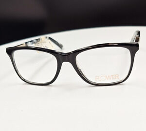 FLOWER FLR8013 001 Black Full Rim Plastic Rectangle Eyeglass Frames 53-17-140